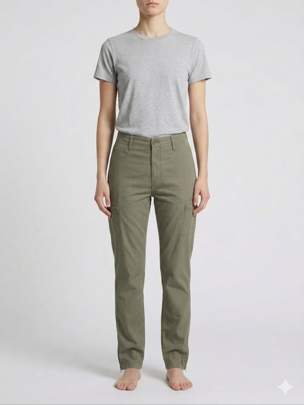 Polo Jeans Ralph Lauren Y2K Cargo Pants Womens 4 Olive Green Ripstop Utility